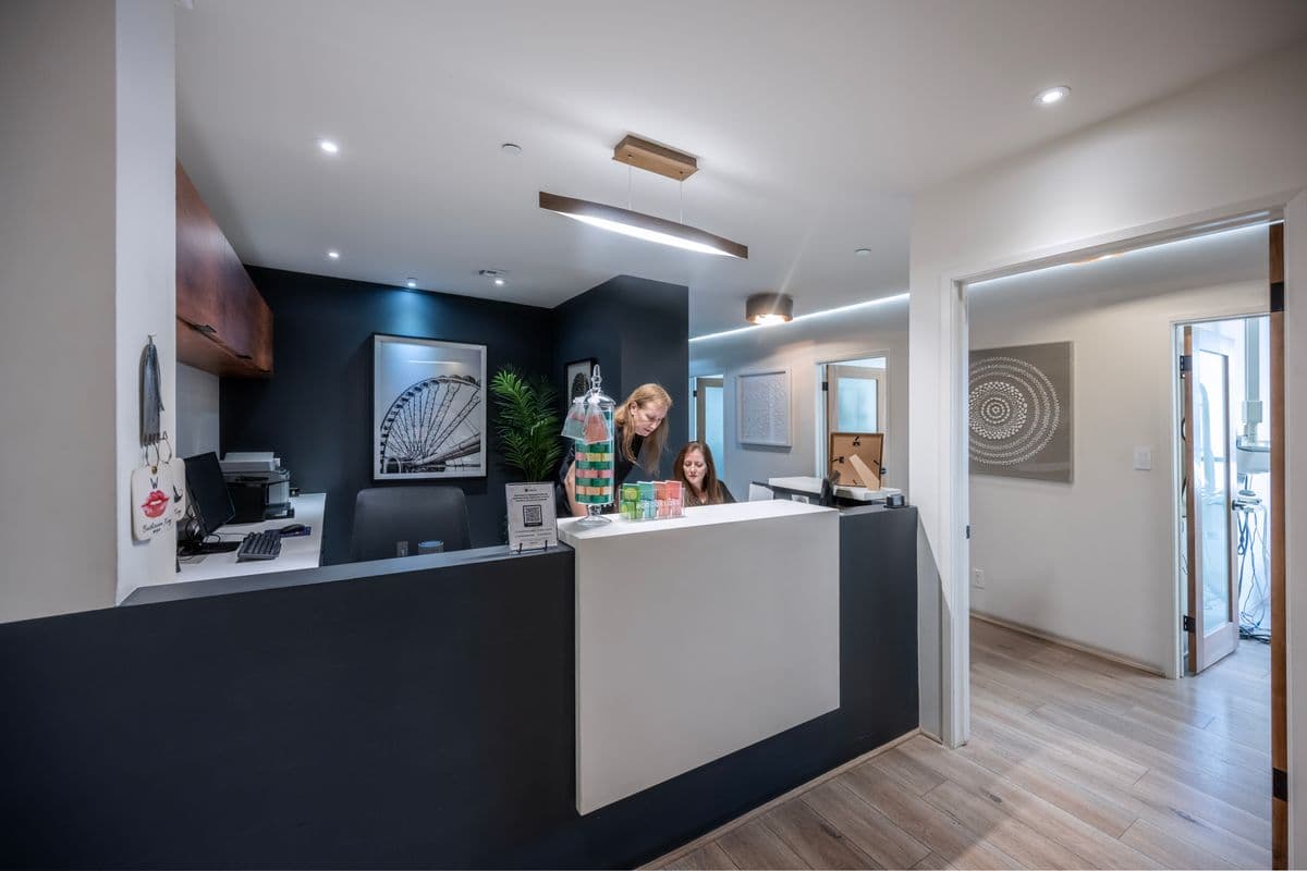 The warm, welcoming reception area at Cedar Ridge Family Dental